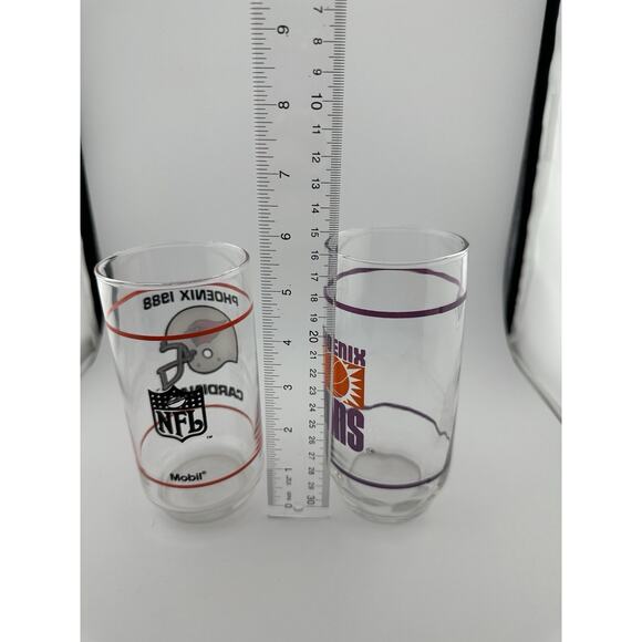 Phoenix Cardinals (1988) and Phoenix Suns 16oz Glass Tumblers 1980s Set of 2 - Picture 8 of 8